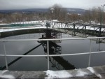 <p>After undergoing aeration, mixed liquor from the aeration tanks travels through piping in the Secondary Pipe Gallery to three 85-foot diameter, center-feed, secondary clarifiers. Clarified effluent exits the secondary clarifiers via a series of v-notch weirs along the perimeter of the clarifiers and discharges to piping connected to the chlorine contact chambers.<br>April 1st to October 31st the District is required to disinfect the treated effluent. Sodium Hypochlorite and Sodium BiSulfite is used in our disinfection system.</p>